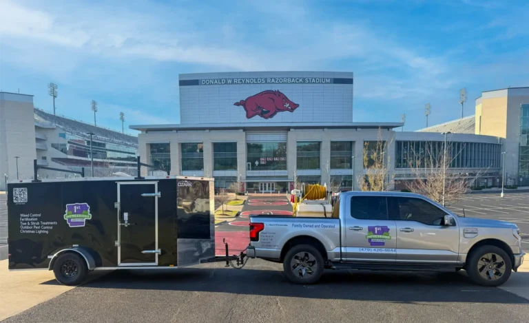 1st Impressions Truck in front of Donald W Reynolds Razorback Stadium