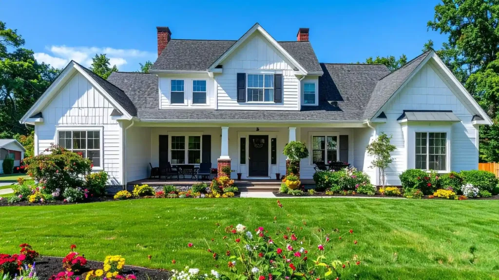 Dense green lawn residential yard